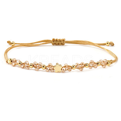 Brass & Glass Beads Braided Bead Bracelets for Women IU7406-4-1