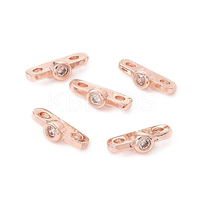 Rack Plating Brass Pave Clear Cubic Zirconia Connector Charms KK-G433-04RG-1