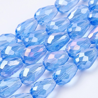 Electroplate Glass Beads Strands X-EGLA-D015-15x10mm-10-1