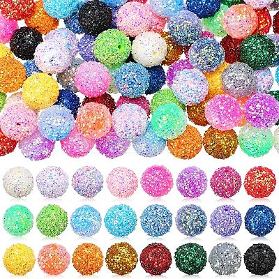 24Pcs 24 Colors Opaque Acrylic Glitter Beads FIND-CJ0003-75-1
