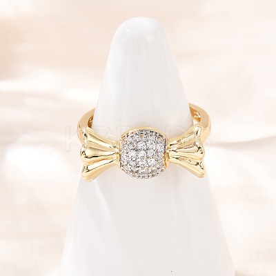 Brass Micro Pave Cubic Zirconia Cuff Rings RJEW-C140-14G-1