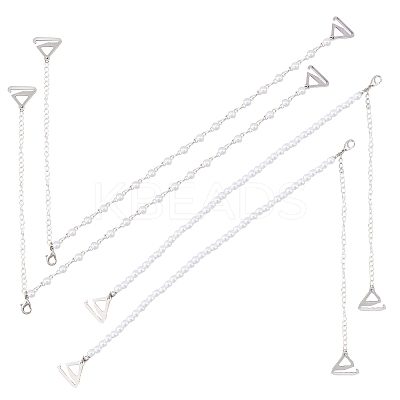 2 Pairs 2 Styles Plastic Imitation Pearl Chain Non-slip Bra Straps FIND-GF0005-27-1