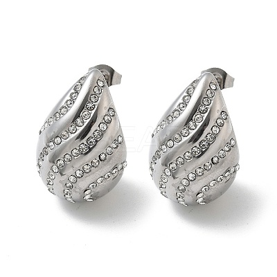 304 Stainless Steel Teardrop Stud Earrings EJEW-B108-07P-1