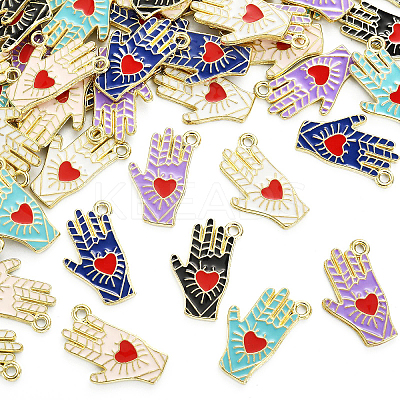 60Pcs 6 Colors Alloy Enamel Pendants ENAM-CJ0003-82-1