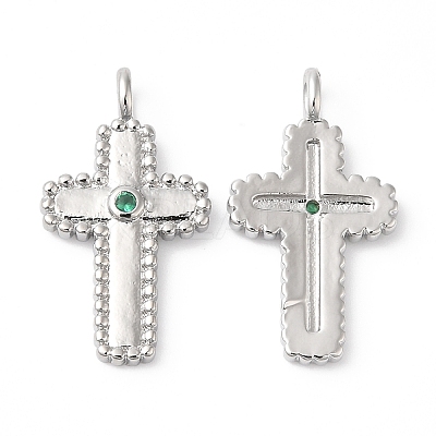 Rack Plating Brass Micro Pave Cubic Zirconia Pendants KK-R143-15P-1