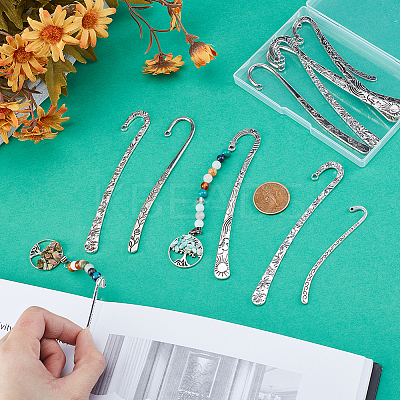12Pcs 4 Styles Tibetan Style Alloy Bookmarks FIND-UN0007-12-1