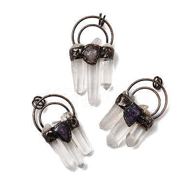 Natural Quartz Crystal Prism & Amethyst Big Pendants G-A270-02R-1