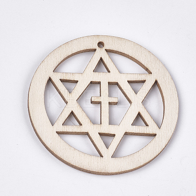 Undyed Wood Big Pendants WOOD-T016-03C-1