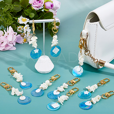 10Pcs 5 Styles Flat Round AB Color Plated Capiz Shell Pendant Decorations HJEW-FH00144-1