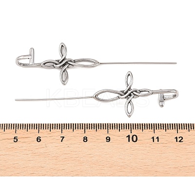Viking Knot 316 Stainless Steel Ear Wrap Crawler Hook Earrings AJEW-C044-19AS-1