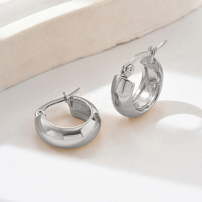 Minimalist European and American Style 201 Stainless Steel Glossy Hoop Earrings for Women PD5223-1