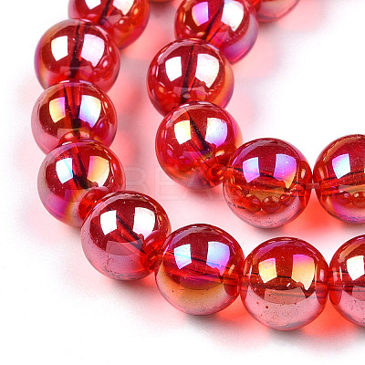 Electroplate Transparent Glass Beads Strands GLAA-T032-T10mm-AB09-1