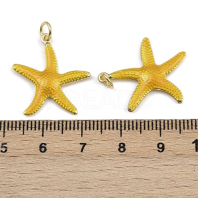 Brass Enamel Starfish Pendants KK-I377-03G-B-1
