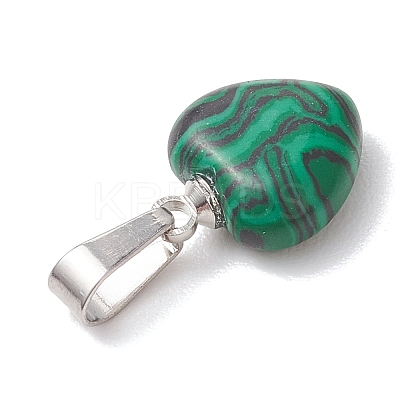 Natural & Synthetic Mixed Gemstone Heart Charms PALLOY-JF04955-02-1
