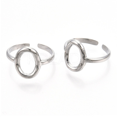Non-Tarnish 304 Stainless Steel Hollow Oval Cuff Rings RJEW-N038-120P-1