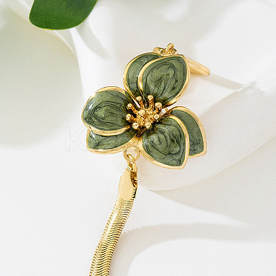 Summer Beach Alloy Yellow Green Enamel Flower Flat Snake Chain Anklets for Women FS-WGA3212-01-1
