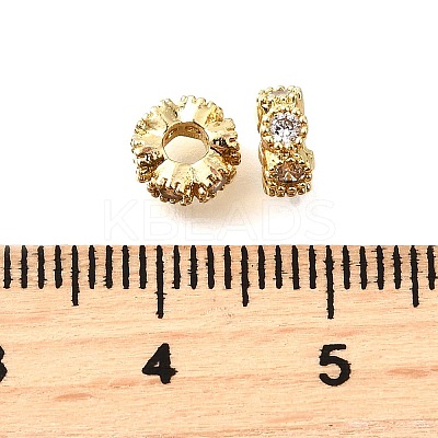 Flat Round Brass Micro Pave Cubic Zirconia Spacer Beads KK-L230-02G-01-1