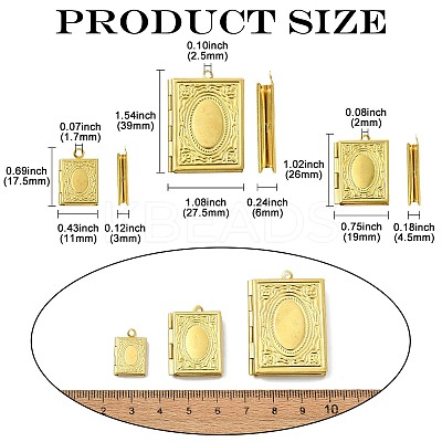 15Pcs 3 Styles Brass Locket Pendants FIND-CJ0004-73-1