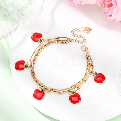 304 Stainless Figaro & Paperclip Chain Multi-strand Bracelets BJEW-JB12486-03-1