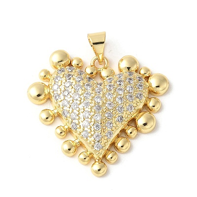 Brass Micro Pave Clear Cubic Zirconia Pendants ZIRC-I071-03G-02-1