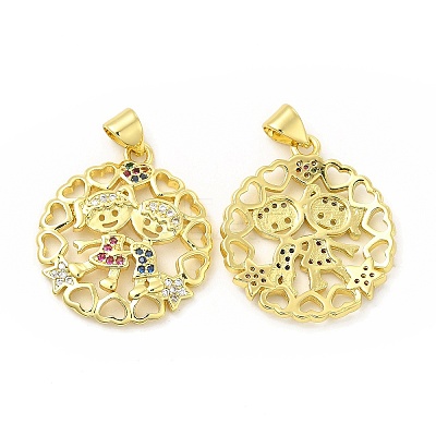 Brass Micro Pave Cubic Zirconia Pendants KK-H441-30G-1