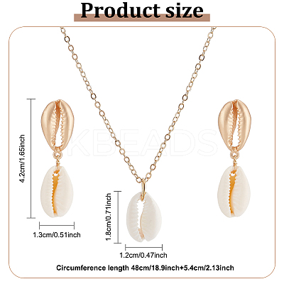 Nnatural Shell Dangle Stud Earrings & Pendant Necklace SJEW-AN0001-11-1