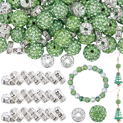 DIY Round Polymer Clay Rhinestone & Rhinestone Rondelle Spacer Beads Jewelry Making Findings Kits DIY-SC0027-50D-1