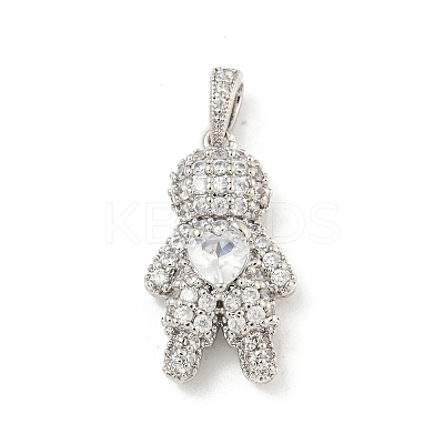 Rack Plating Brass Clear Cubic Zirconia Pendants KK-P277-38P-01-1