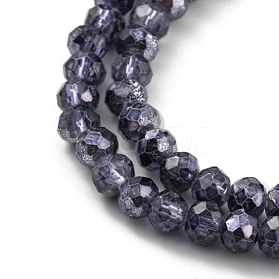 Faceted Rondelle Transparent Painted Glass Beads Strands DGLA-J001-C07-4mm-1