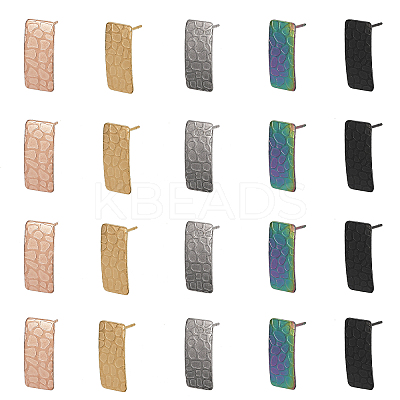 20Pcs 5 Colors 304 Stainless Steel Stud Earrings EJEW-CA0001-08-1