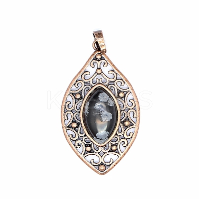 Retro Hollow Natural Snowflake Obsidian Pendants PW-WGEF371-02-1