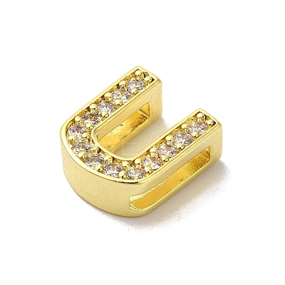 Brass Micro Pave Cubic Zirconia Beads KK-H487-25G-21-1