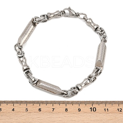 201 Stainless Steel Column Link Chain Bracelets for Women BJEW-B143-15P-1