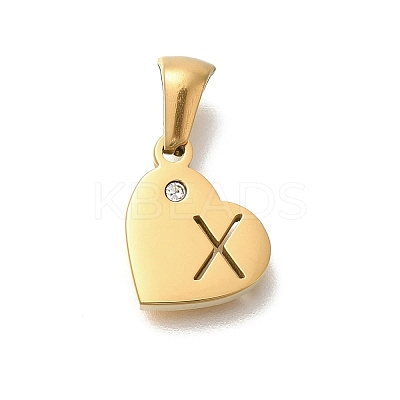 304 Stainless Steel Heart Pendants with Rhinestone STAS-Z103-01G-24-1
