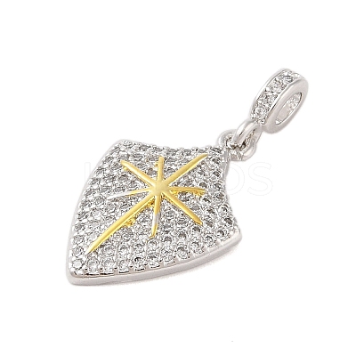 Rack Plating Brass Micro Pave Clear Cubic Zirconia Pendants X-KK-S380-37D-P-1