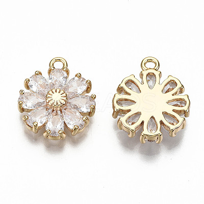 Real 18K Gold Plated Brass Micro Pave Cubic Zirconia Pendants KK-S360-043A-NF-1