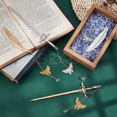 4Pcs Alloy Bookmarks AJEW-OC00037-1