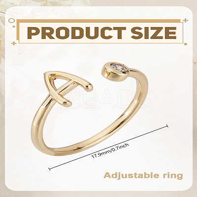 1Pc Brass Micro Pave Clear Cubic Zirconia Open Cuff Rings for Women RJEW-LP0002-37A-1