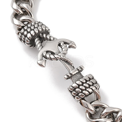 Ion Plating(IP) 304 Stainless Steel Anchor Link Chain Bracelets for Men BJEW-B096-42AS-1