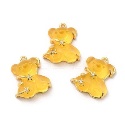Transparent Resin Crystal Rhinestone Pendants KK-H438-04G-06-1
