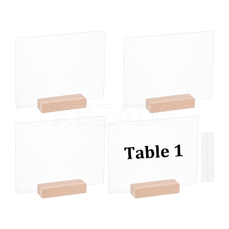 Olycraft 4Pcs Blank Acrylic Plates & 4Pcs Rectangle Beechwood Name Card Holder AJEW-OC0002-72-1