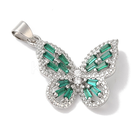 Rack Plating Brass & Cubic Zirconia Pendants KK-L216-014P-02-1
