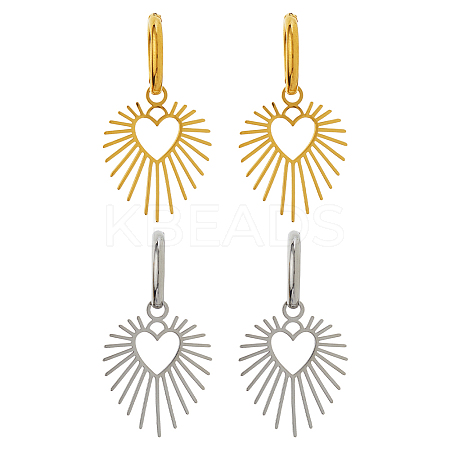 2Pairs 2 Colors 304 Stainless Steel Hoop Earrings EJEW-HS0001-25-1
