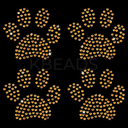 Paw Print Hotfix Glass Rhinestone DIY-WH0453-71B-02-1