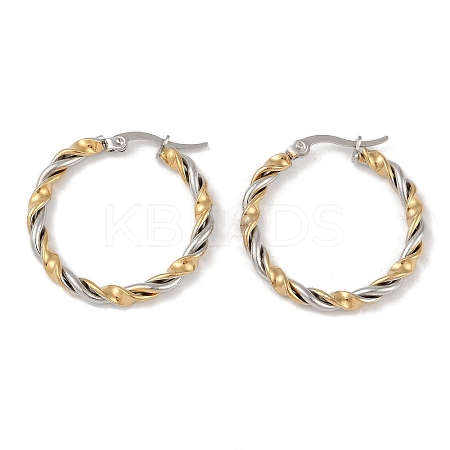 Ion Plating(IP) 201 Stainless Steel Twist Hoop Earrings EJEW-I309-34GP-1
