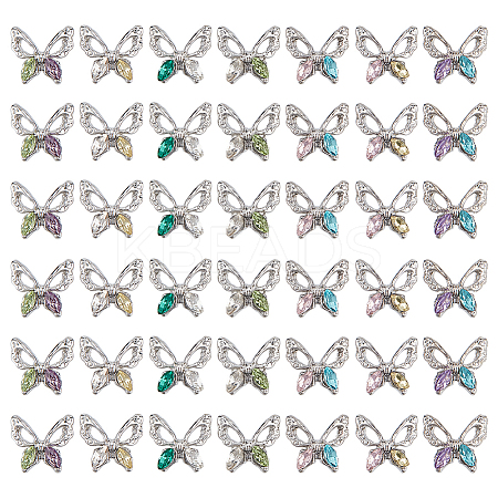 42Pcs 7 Colors Alloy Glass Cabochons MRMJ-SC0001-18-1