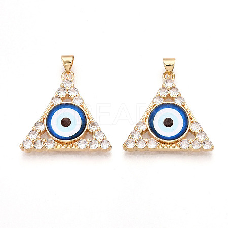 Brass Micro Pave Clear Cubic Zirconia Pendants for Women KK-T070-90A-02-1
