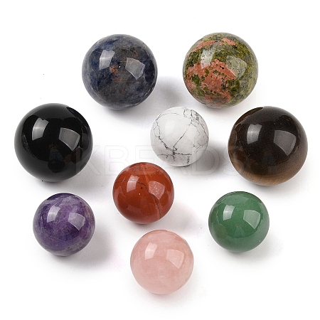 Natural & Synthetic Mixed Gemstone Sphere Beads G-I367-05-1