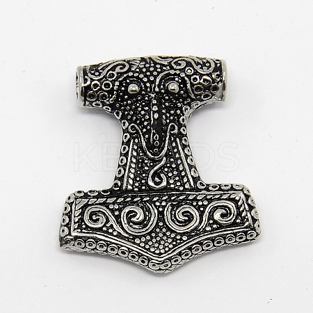 Vintage Men's 304 Stainless Steel Thor's Hammer Focus Pendants STAS-O044-18-1