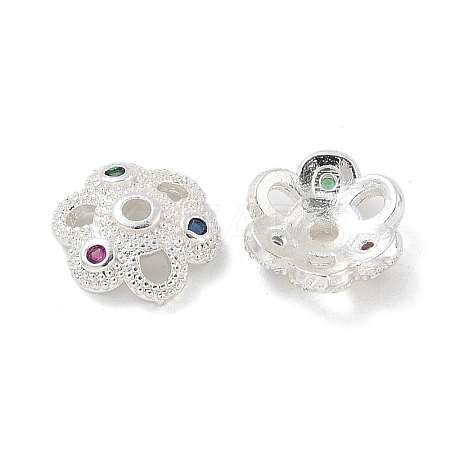 Brass Micro Pave Cubic Zirconia Bead Caps ZIRC-F141-18S-02-1